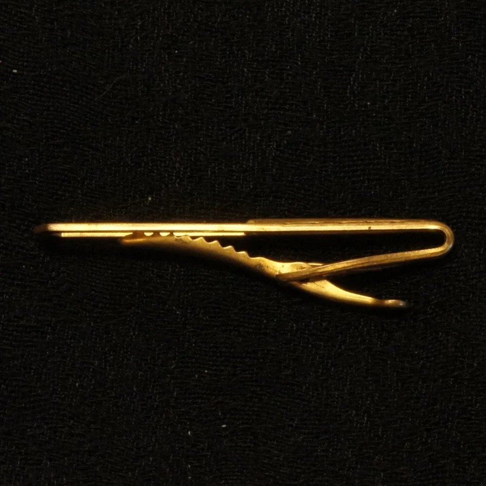 Vintage Hickok Tie Clip Bar‎ Gold Tone USA Mens Slim Tie Bar